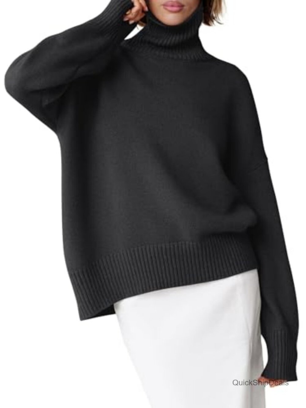 Oversized Turtleneck Knit Sweater Long Sleeve High Neck Pullover